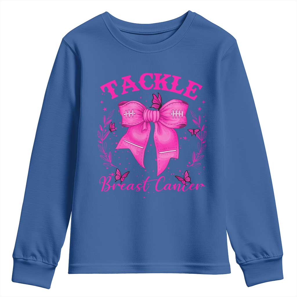 Tackle Breast Cancer Youth Sweatshirt Support Fight Faith Pink Ribbon - Wonder Print Shop