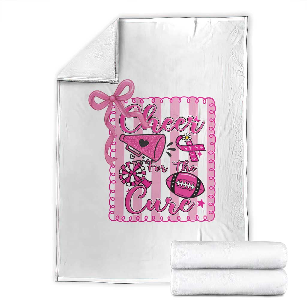 Cheer For The Cure Throw Blanket Breast Cancer Awareness Football Gift - Wonder Print Shop
