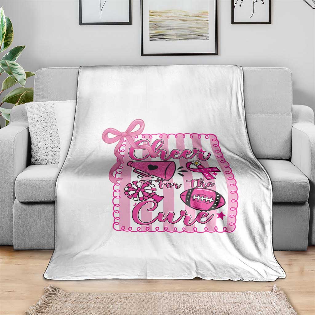 Cheer For The Cure Throw Blanket Breast Cancer Awareness Football Gift - Wonder Print Shop