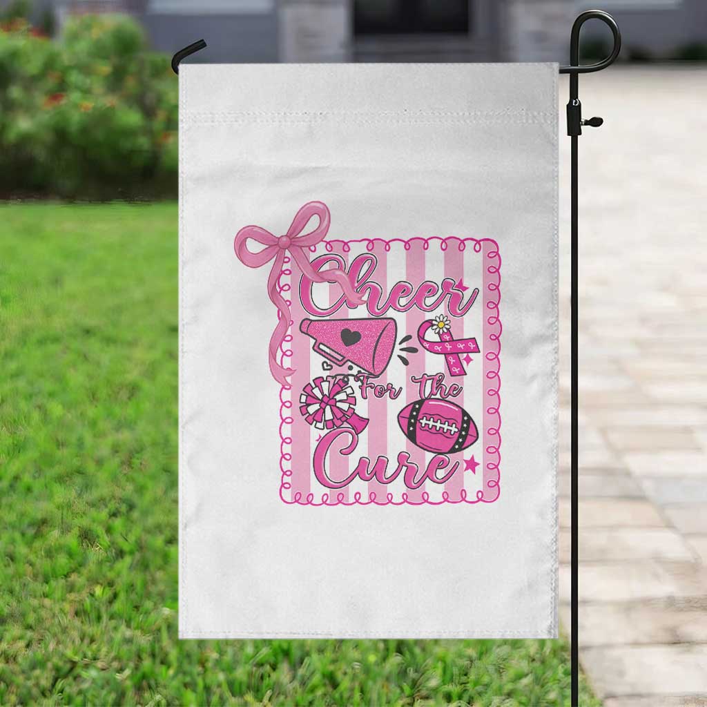 Cheer For The Cure Garden Flag Breast Cancer Awareness Football Gift - Wonder Print Shop