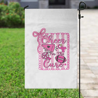 Cheer For The Cure Garden Flag Breast Cancer Awareness Football Gift - Wonder Print Shop