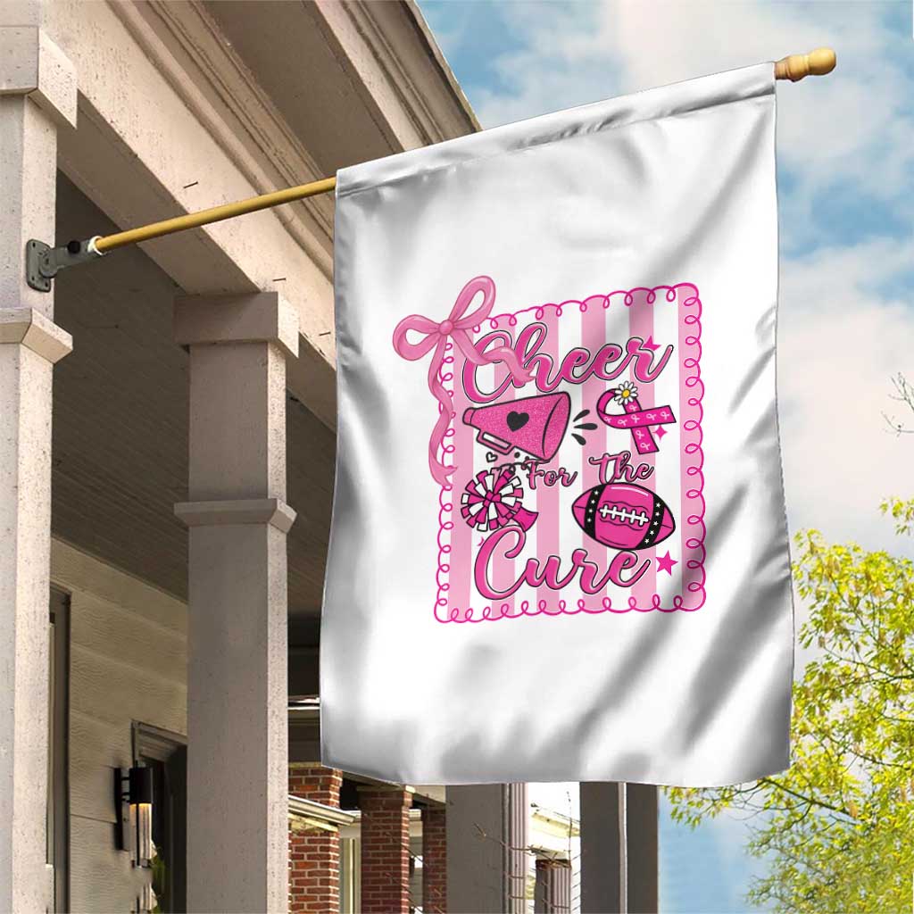 Cheer For The Cure Garden Flag Breast Cancer Awareness Football Gift - Wonder Print Shop