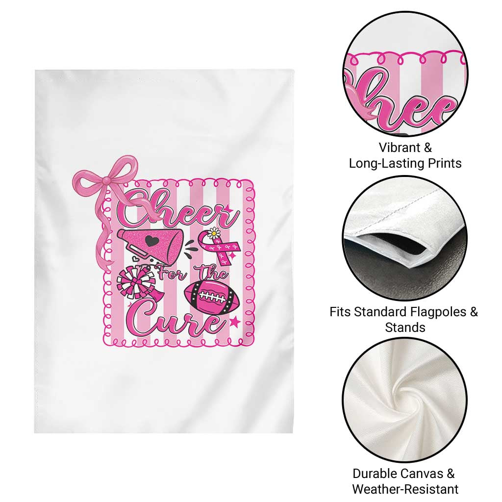 Cheer For The Cure Garden Flag Breast Cancer Awareness Football Gift - Wonder Print Shop
