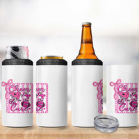 Cheer For The Cure 4 in 1 Can Cooler Tumbler Breast Cancer Awareness Football Gift