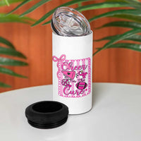 Cheer For The Cure 4 in 1 Can Cooler Tumbler Breast Cancer Awareness Football Gift