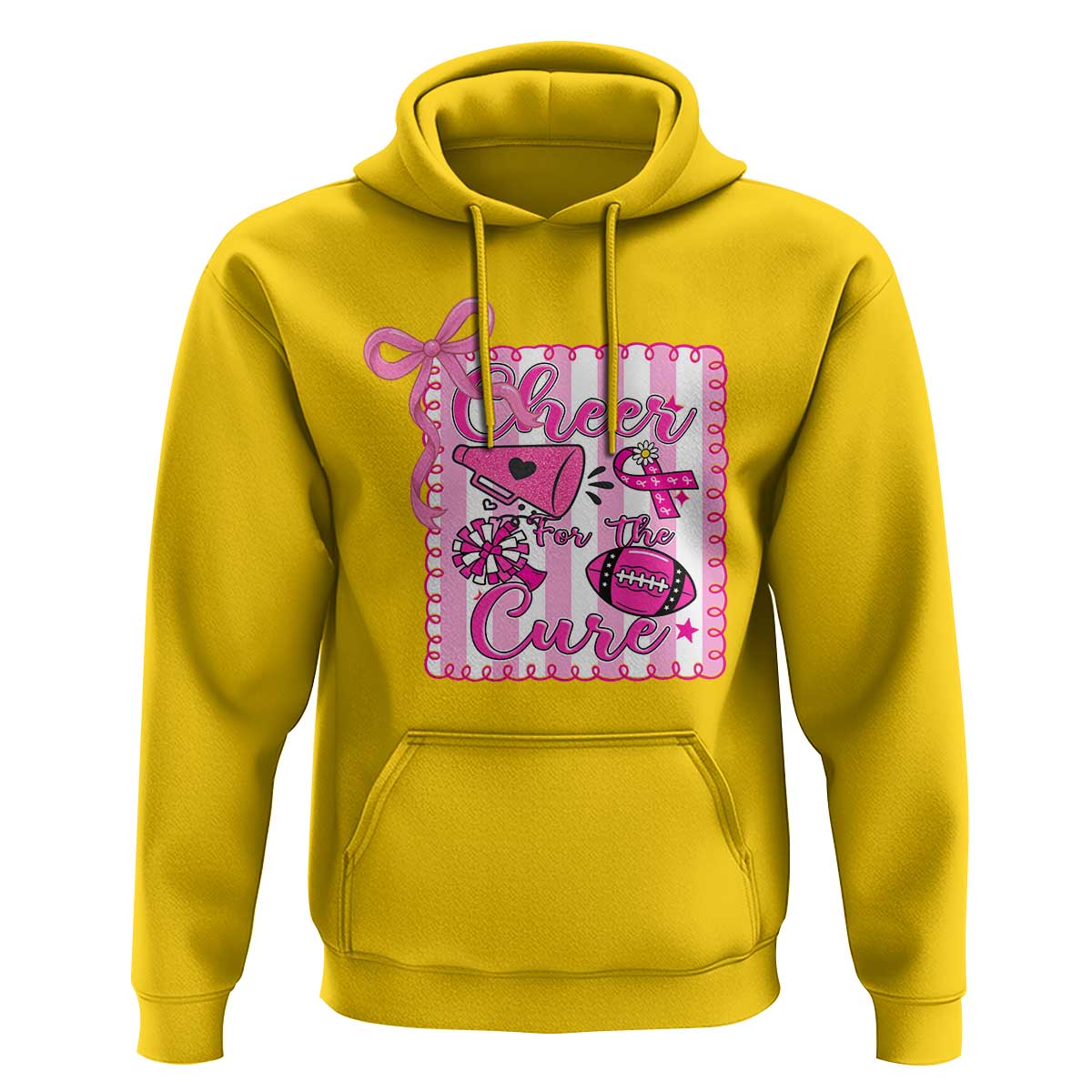 Cheer For The Cure Hoodie Breast Cancer Awareness Football Gift - Wonder Print Shop