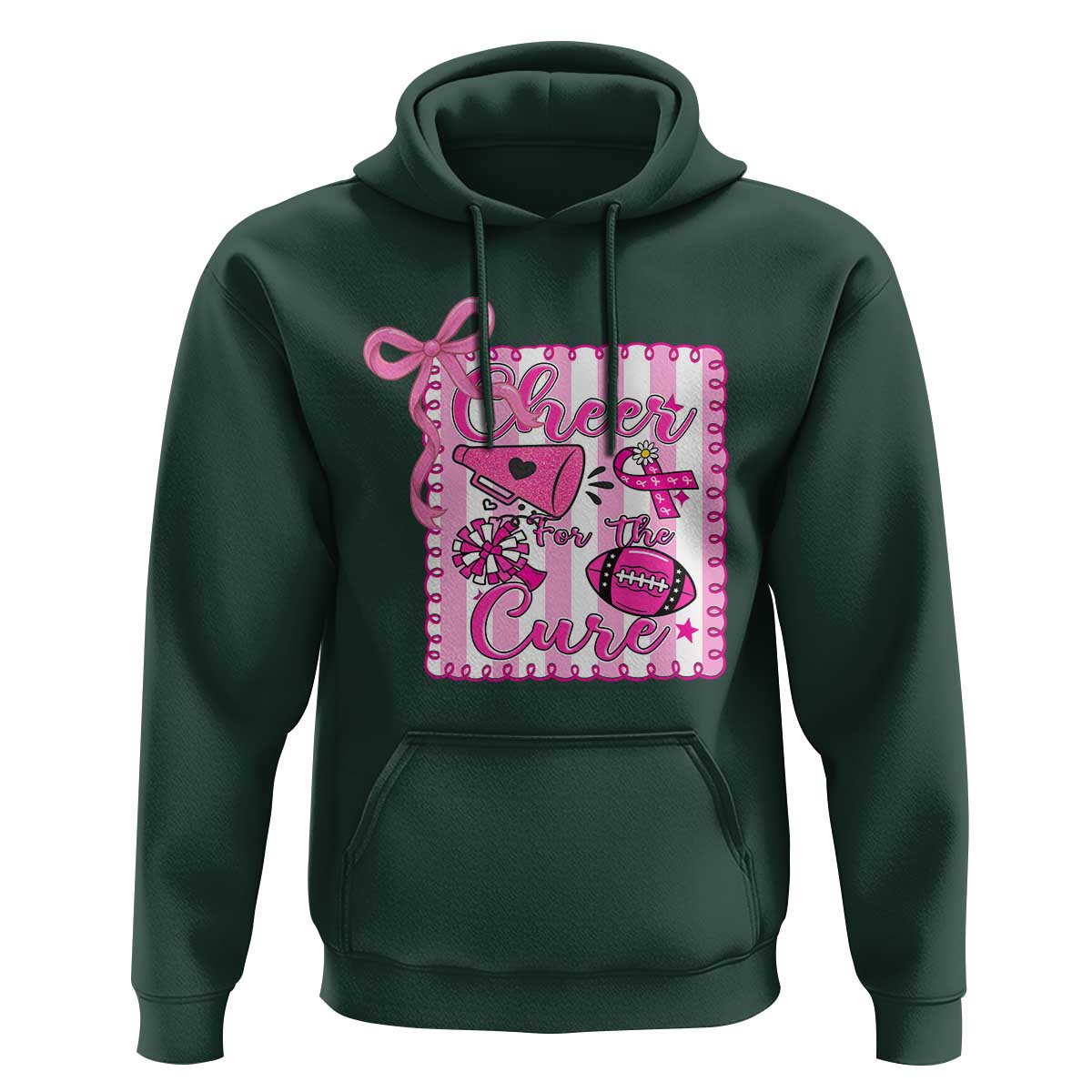 Cheer For The Cure Hoodie Breast Cancer Awareness Football Gift - Wonder Print Shop