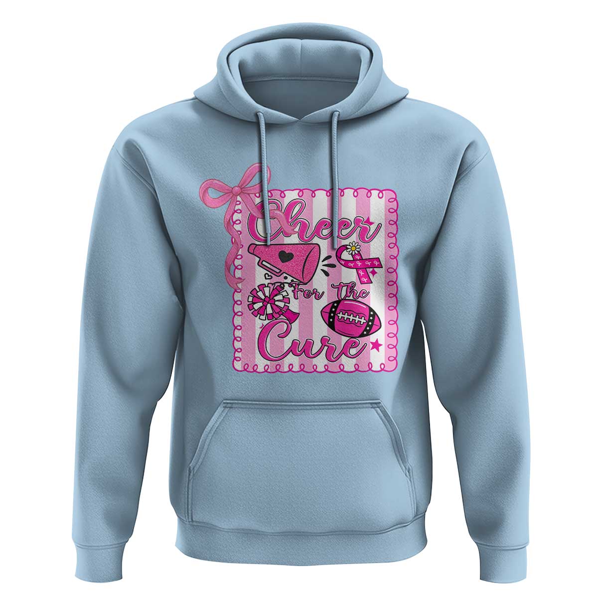 Cheer For The Cure Hoodie Breast Cancer Awareness Football Gift - Wonder Print Shop