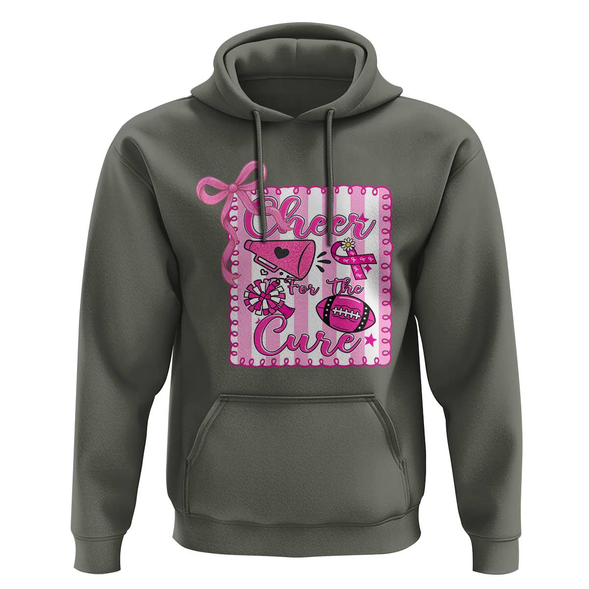 Cheer For The Cure Hoodie Breast Cancer Awareness Football Gift - Wonder Print Shop