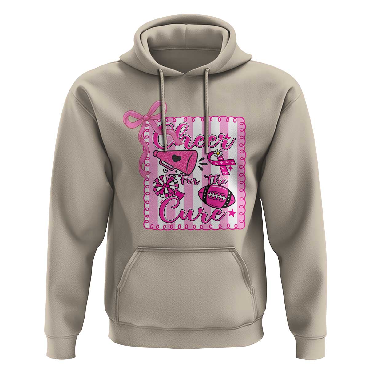Cheer For The Cure Hoodie Breast Cancer Awareness Football Gift - Wonder Print Shop