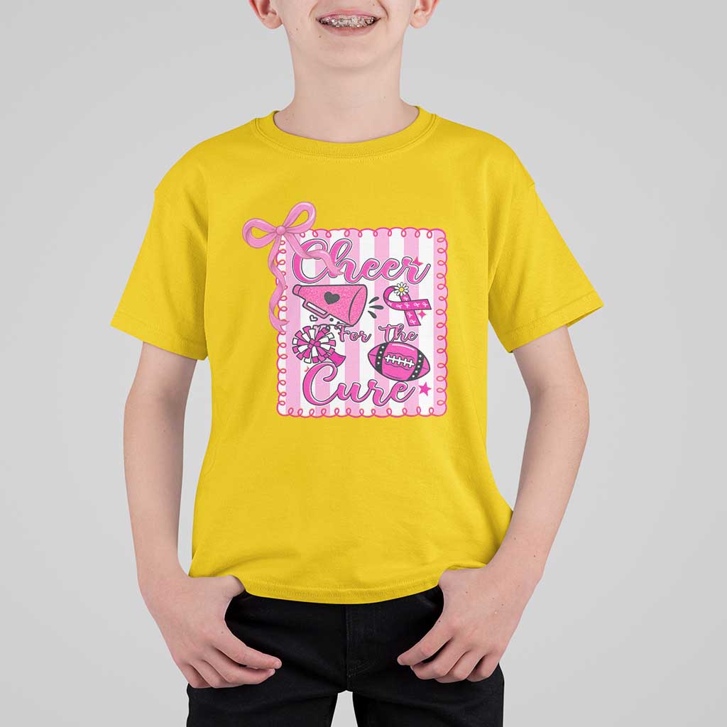 Cheer For The Cure T Shirt For Kid Breast Cancer Awareness Football Gift - Wonder Print Shop