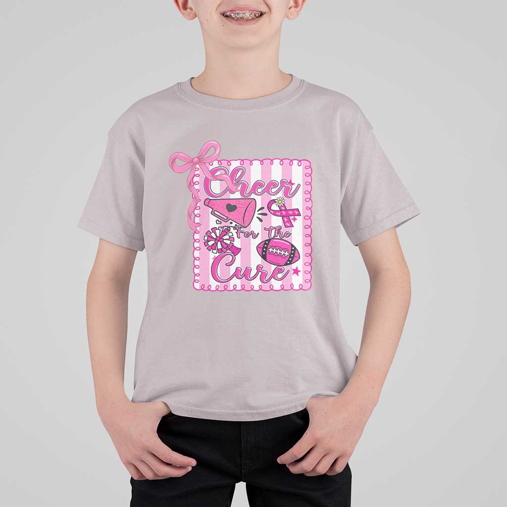 Cheer For The Cure T Shirt For Kid Breast Cancer Awareness Football Gift - Wonder Print Shop