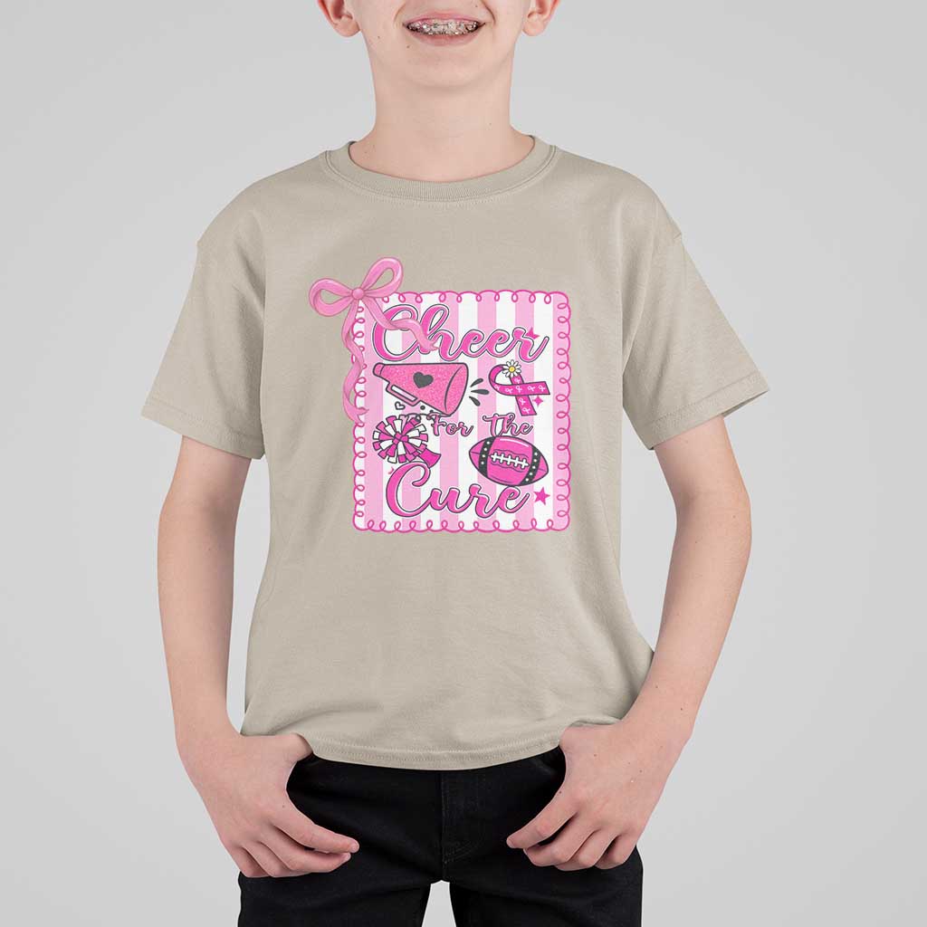 Cheer For The Cure T Shirt For Kid Breast Cancer Awareness Football Gift - Wonder Print Shop