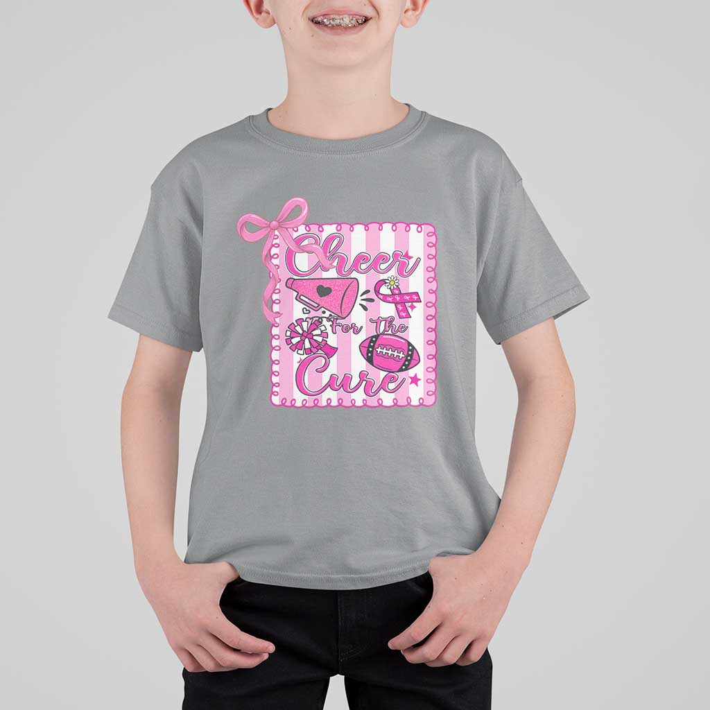 Cheer For The Cure T Shirt For Kid Breast Cancer Awareness Football Gift - Wonder Print Shop