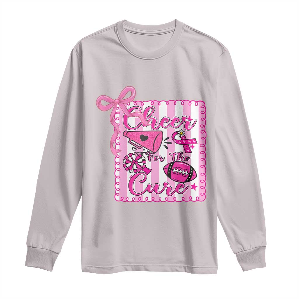 Cheer For The Cure Long Sleeve Shirt Breast Cancer Awareness Football Gift - Wonder Print Shop