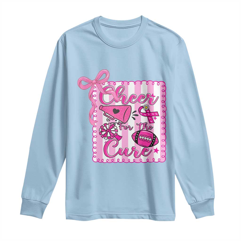 Cheer For The Cure Long Sleeve Shirt Breast Cancer Awareness Football Gift - Wonder Print Shop
