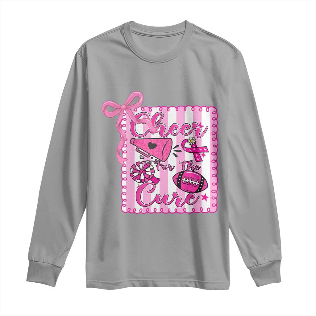 Cheer For The Cure Long Sleeve Shirt Breast Cancer Awareness Football Gift - Wonder Print Shop