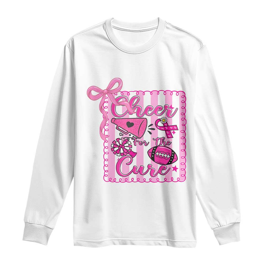 Cheer For The Cure Long Sleeve Shirt Breast Cancer Awareness Football Gift - Wonder Print Shop