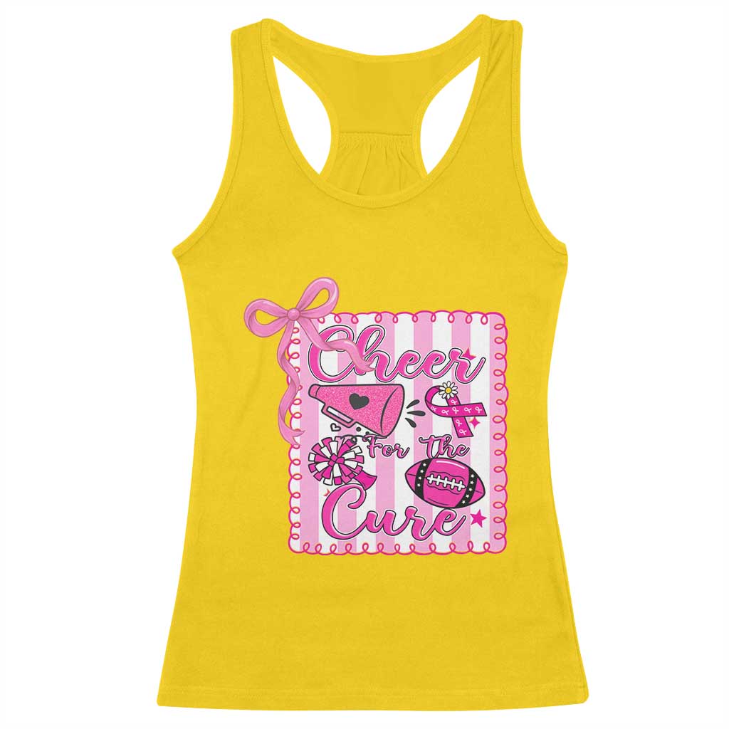 Cheer For The Cure Racerback Tank Top Breast Cancer Awareness Football Gift - Wonder Print Shop