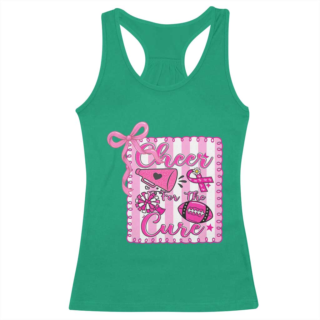 Cheer For The Cure Racerback Tank Top Breast Cancer Awareness Football Gift - Wonder Print Shop