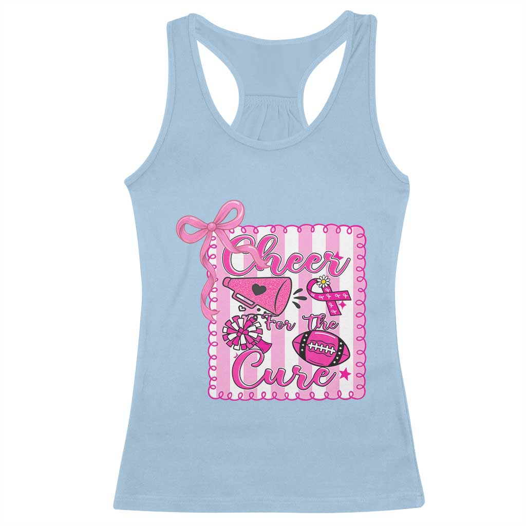 Cheer For The Cure Racerback Tank Top Breast Cancer Awareness Football Gift - Wonder Print Shop