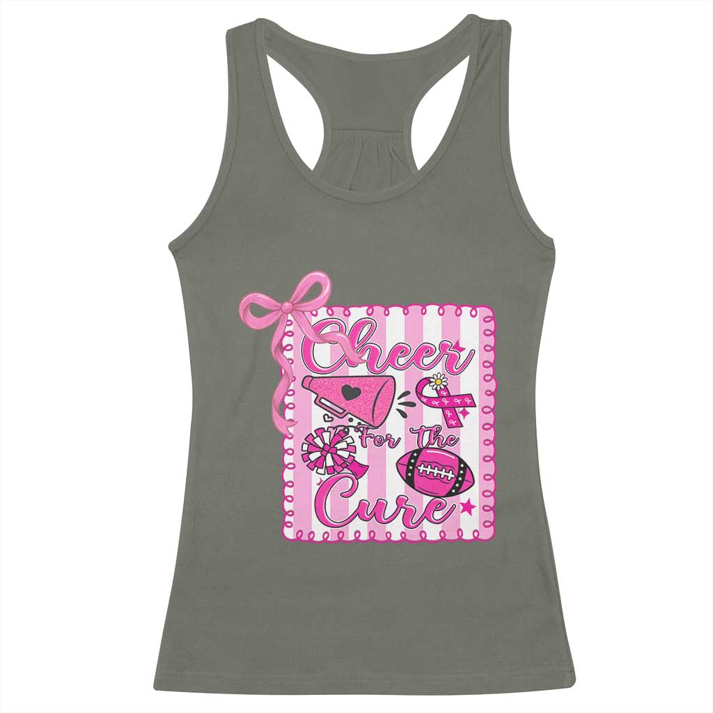 Cheer For The Cure Racerback Tank Top Breast Cancer Awareness Football Gift - Wonder Print Shop