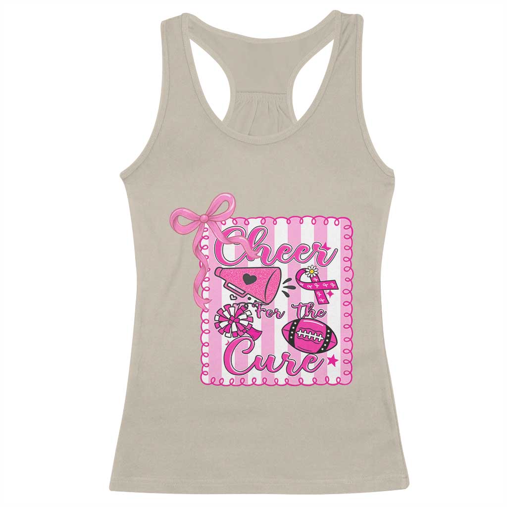Cheer For The Cure Racerback Tank Top Breast Cancer Awareness Football Gift - Wonder Print Shop