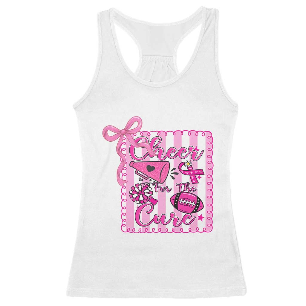 Cheer For The Cure Racerback Tank Top Breast Cancer Awareness Football Gift - Wonder Print Shop