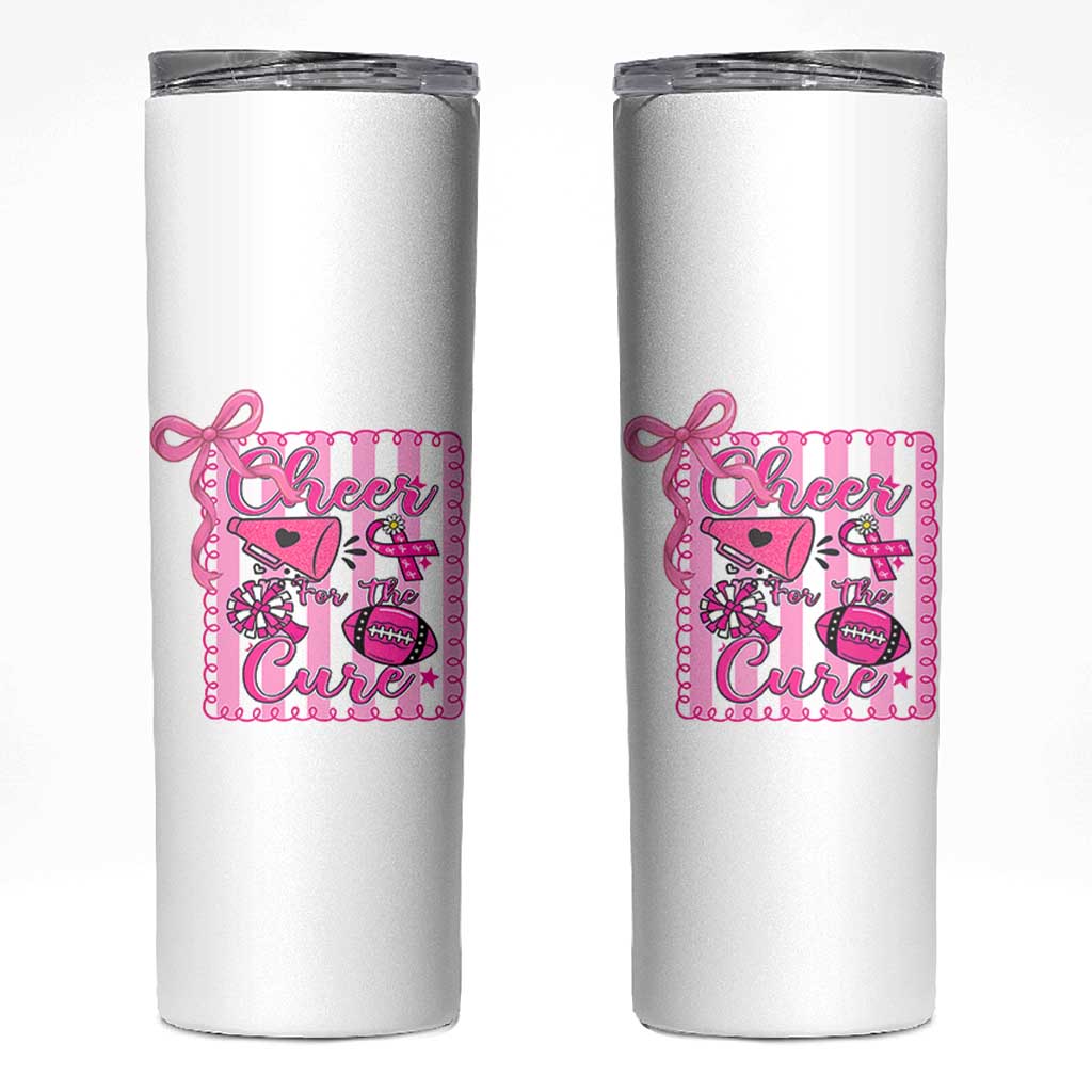 Cheer For The Cure Skinny Tumbler Breast Cancer Awareness Football Gift