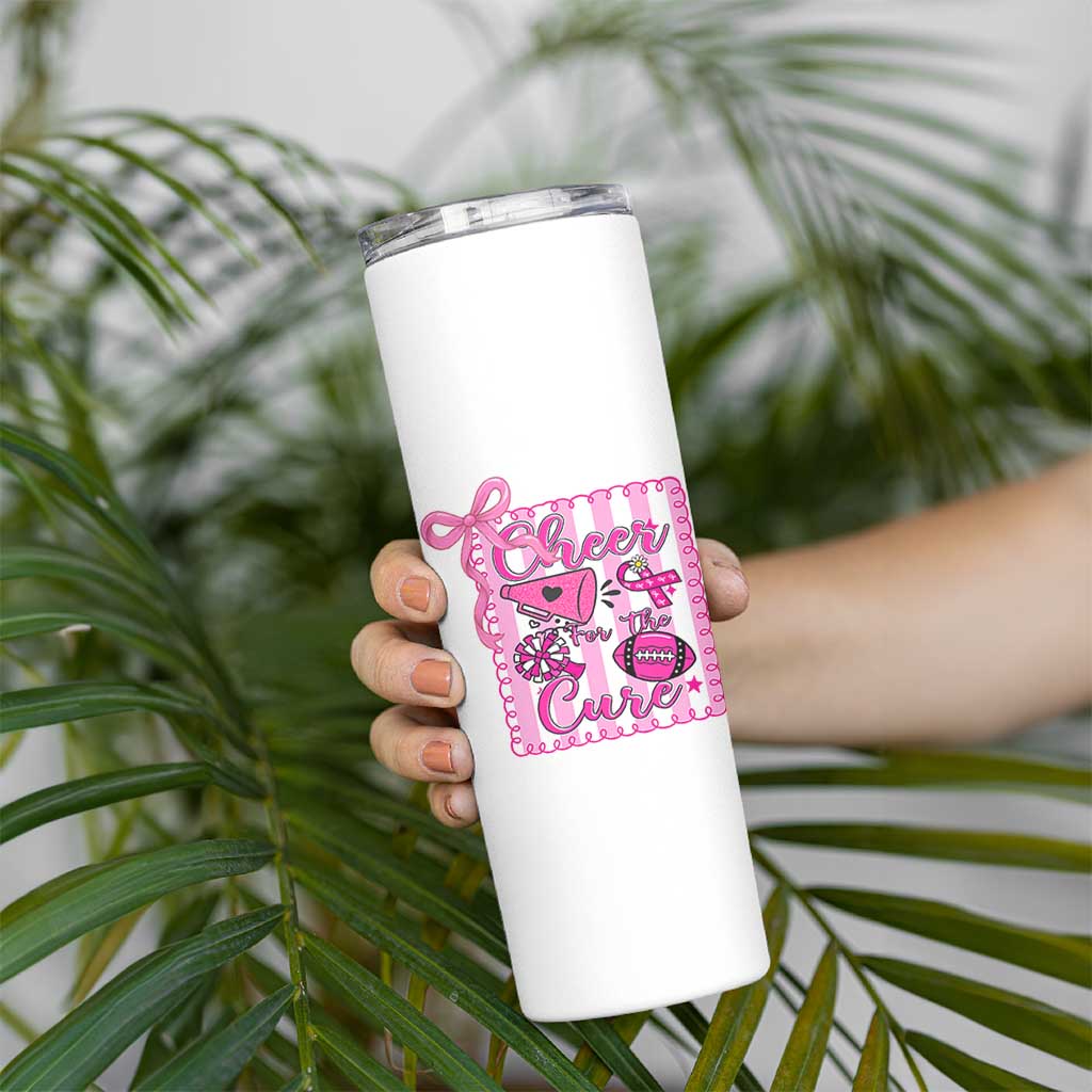 Cheer For The Cure Skinny Tumbler Breast Cancer Awareness Football Gift