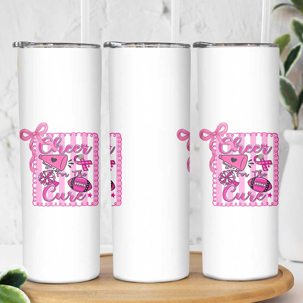 Cheer For The Cure Skinny Tumbler Breast Cancer Awareness Football Gift