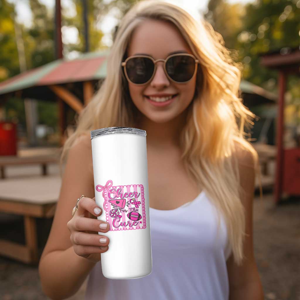 Cheer For The Cure Skinny Tumbler Breast Cancer Awareness Football Gift