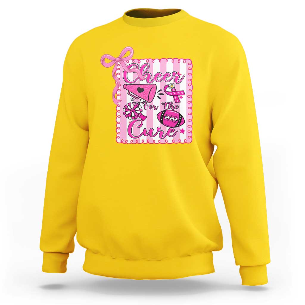 Cheer For The Cure Sweatshirt Breast Cancer Awareness Football Gift - Wonder Print Shop