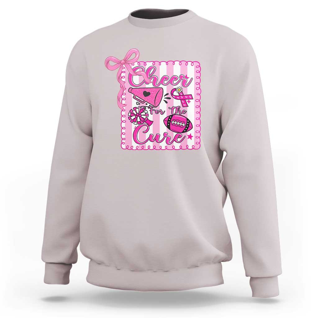 Cheer For The Cure Sweatshirt Breast Cancer Awareness Football Gift - Wonder Print Shop