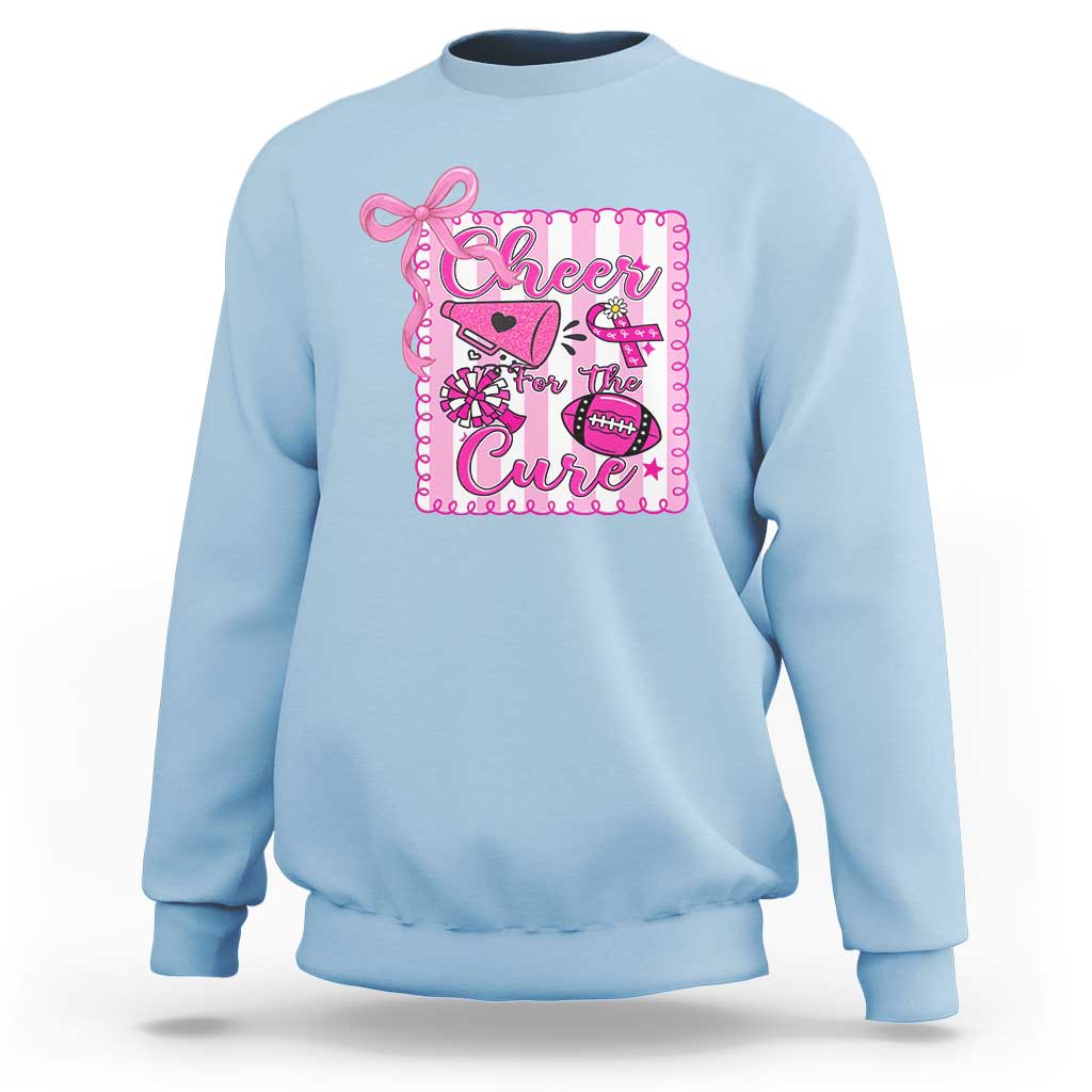 Cheer For The Cure Sweatshirt Breast Cancer Awareness Football Gift - Wonder Print Shop