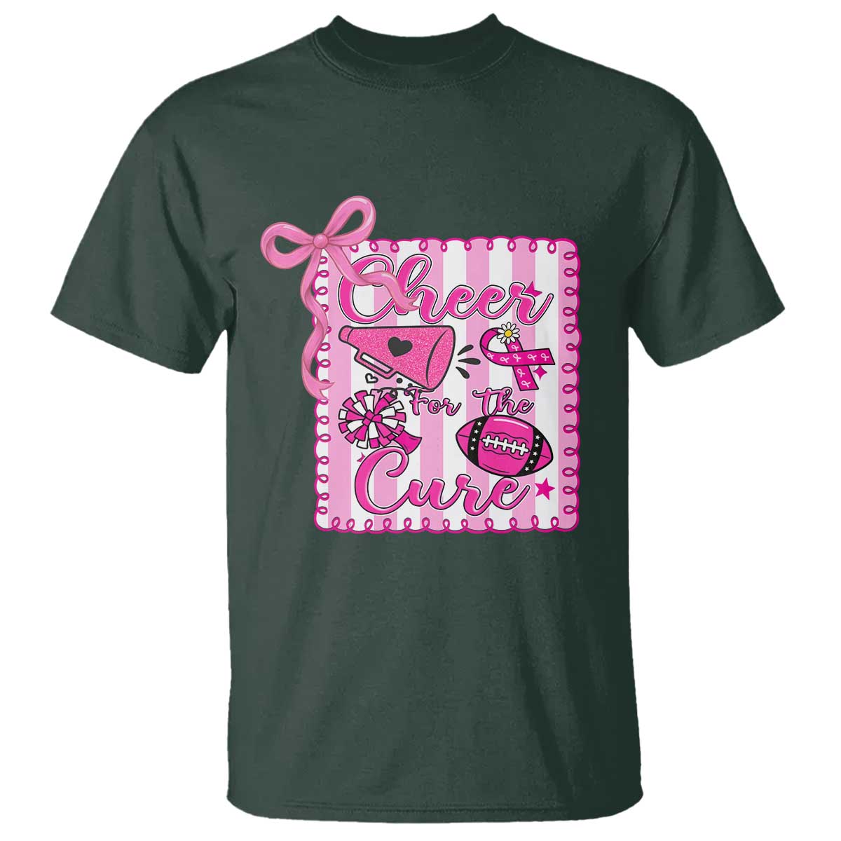 Cheer For The Cure T Shirt Breast Cancer Awareness Football Gift - Wonder Print Shop