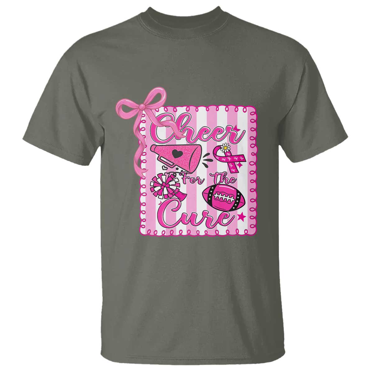 Cheer For The Cure T Shirt Breast Cancer Awareness Football Gift - Wonder Print Shop