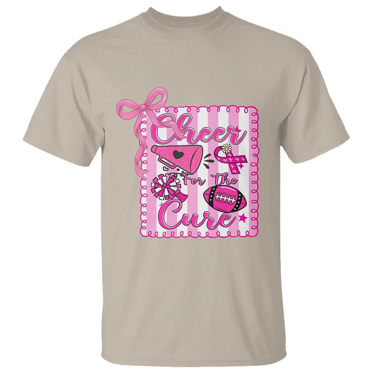 Cheer For The Cure T Shirt Breast Cancer Awareness Football Gift - Wonder Print Shop