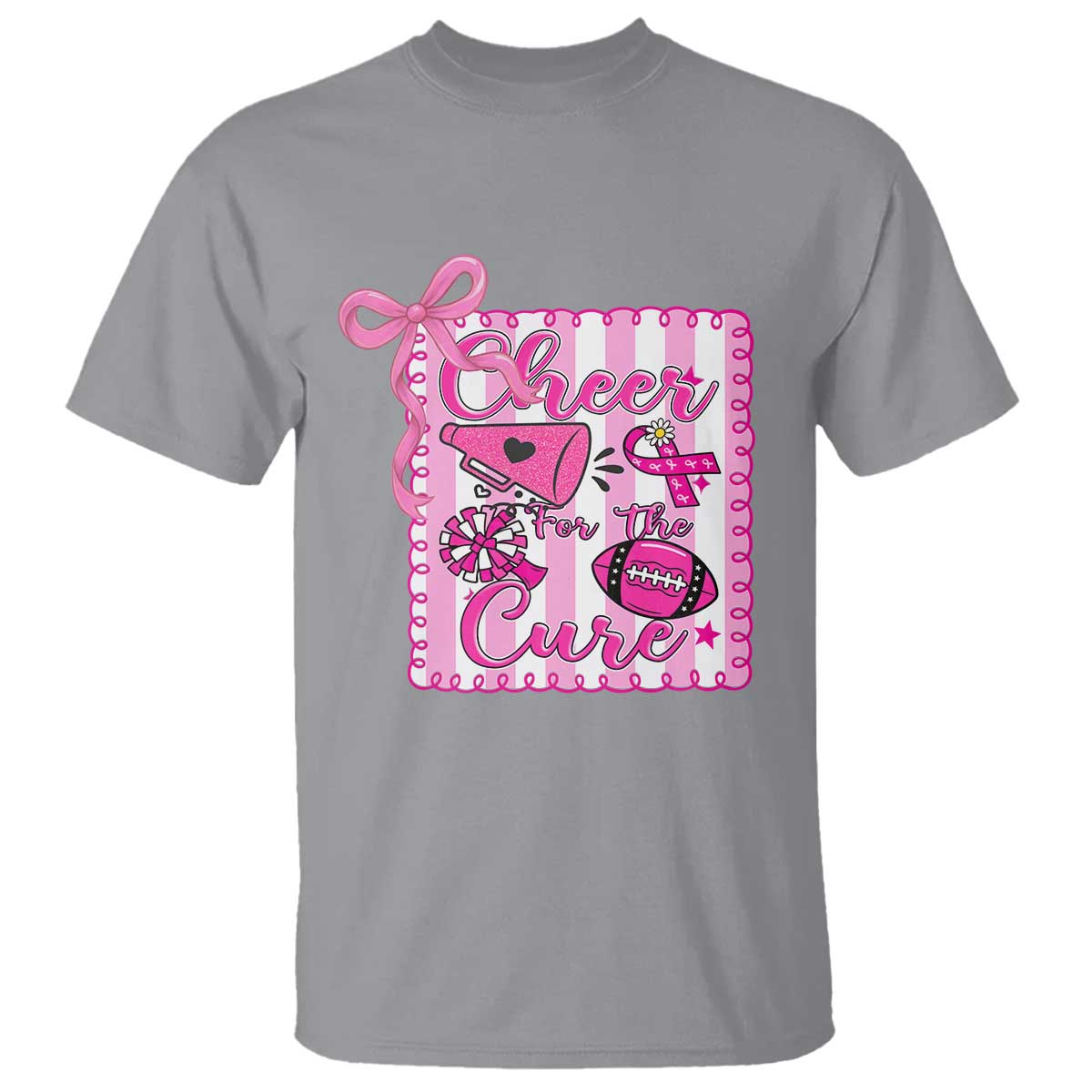 Cheer For The Cure T Shirt Breast Cancer Awareness Football Gift - Wonder Print Shop