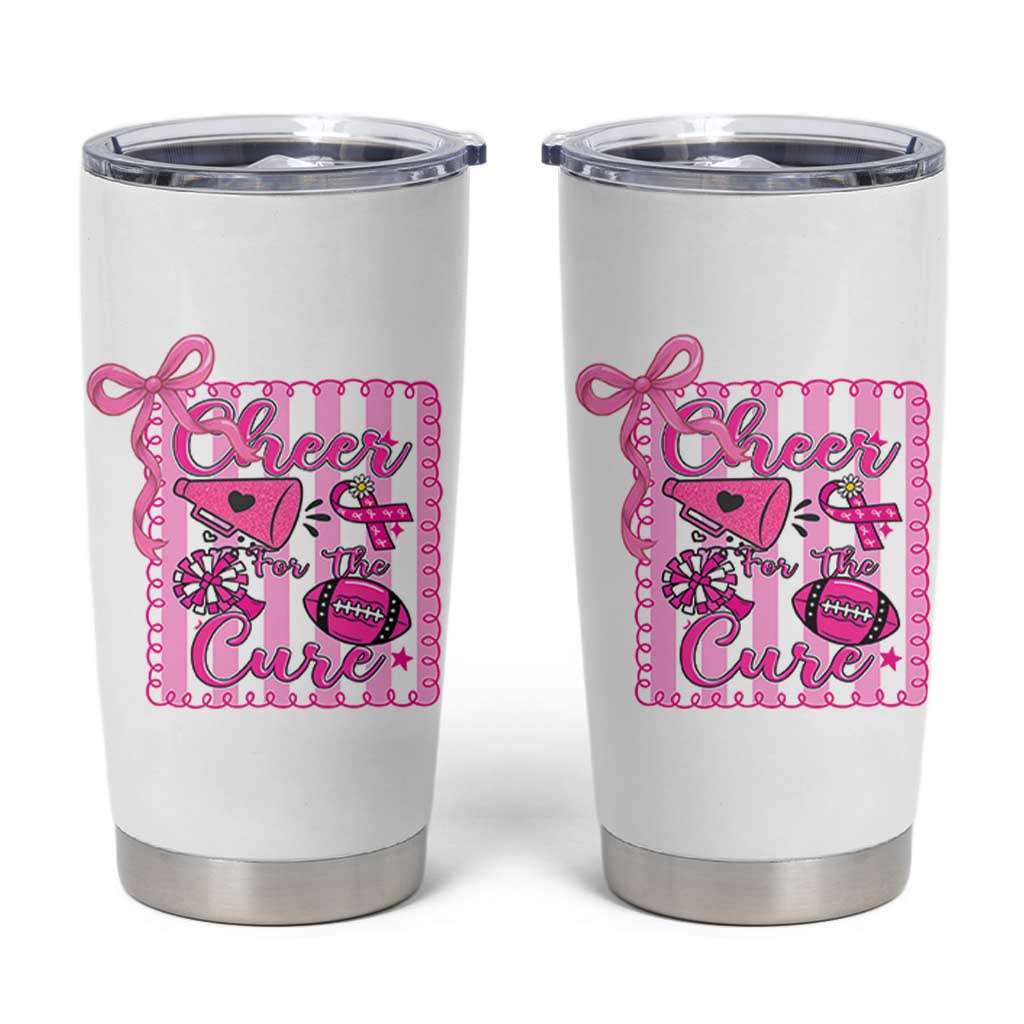 Cheer For The Cure Tumbler Cup Breast Cancer Awareness Football Gift