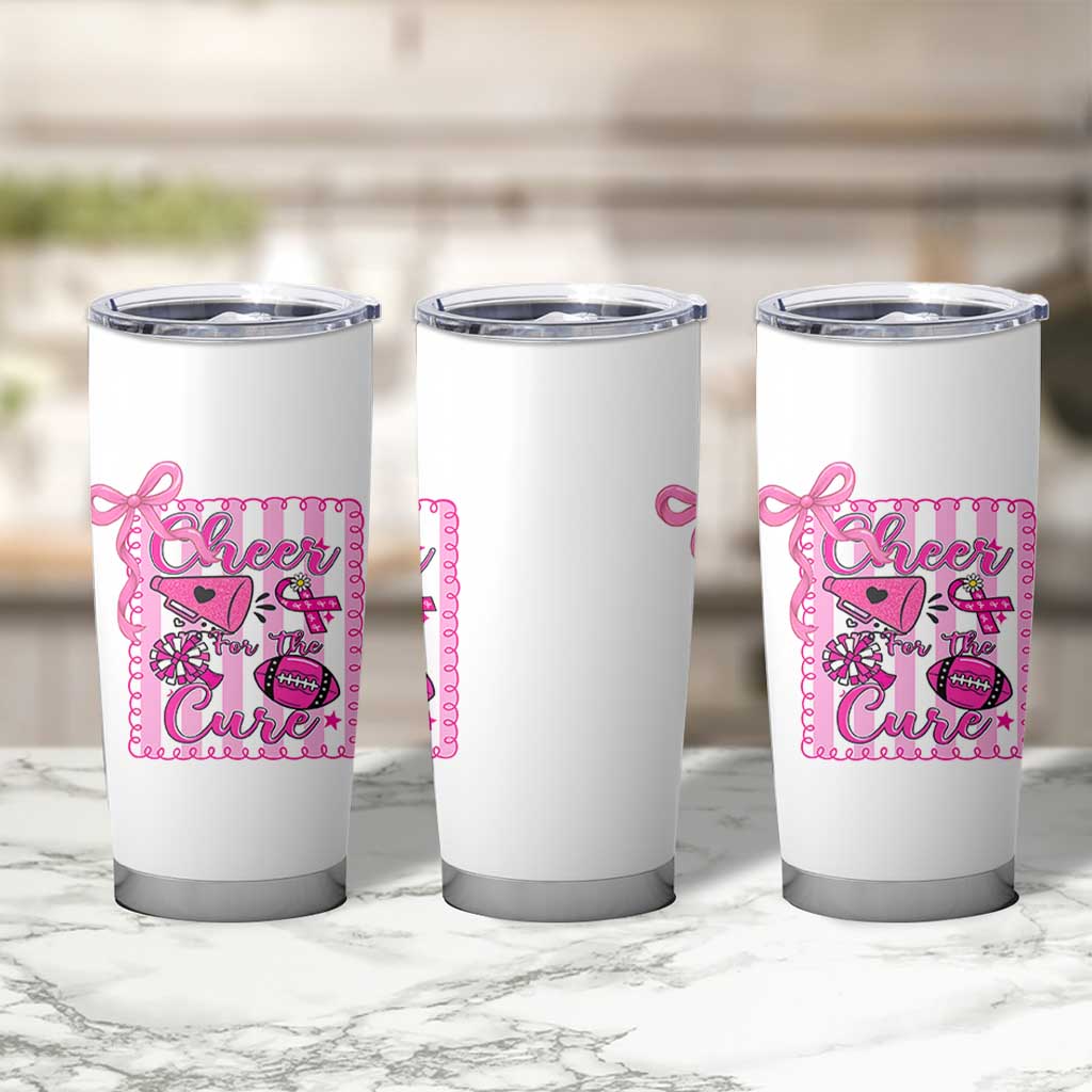 Cheer For The Cure Tumbler Cup Breast Cancer Awareness Football Gift