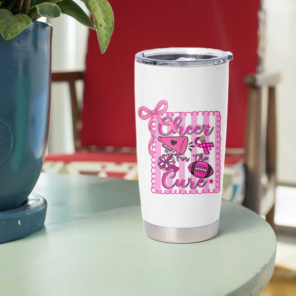 Cheer For The Cure Tumbler Cup Breast Cancer Awareness Football Gift