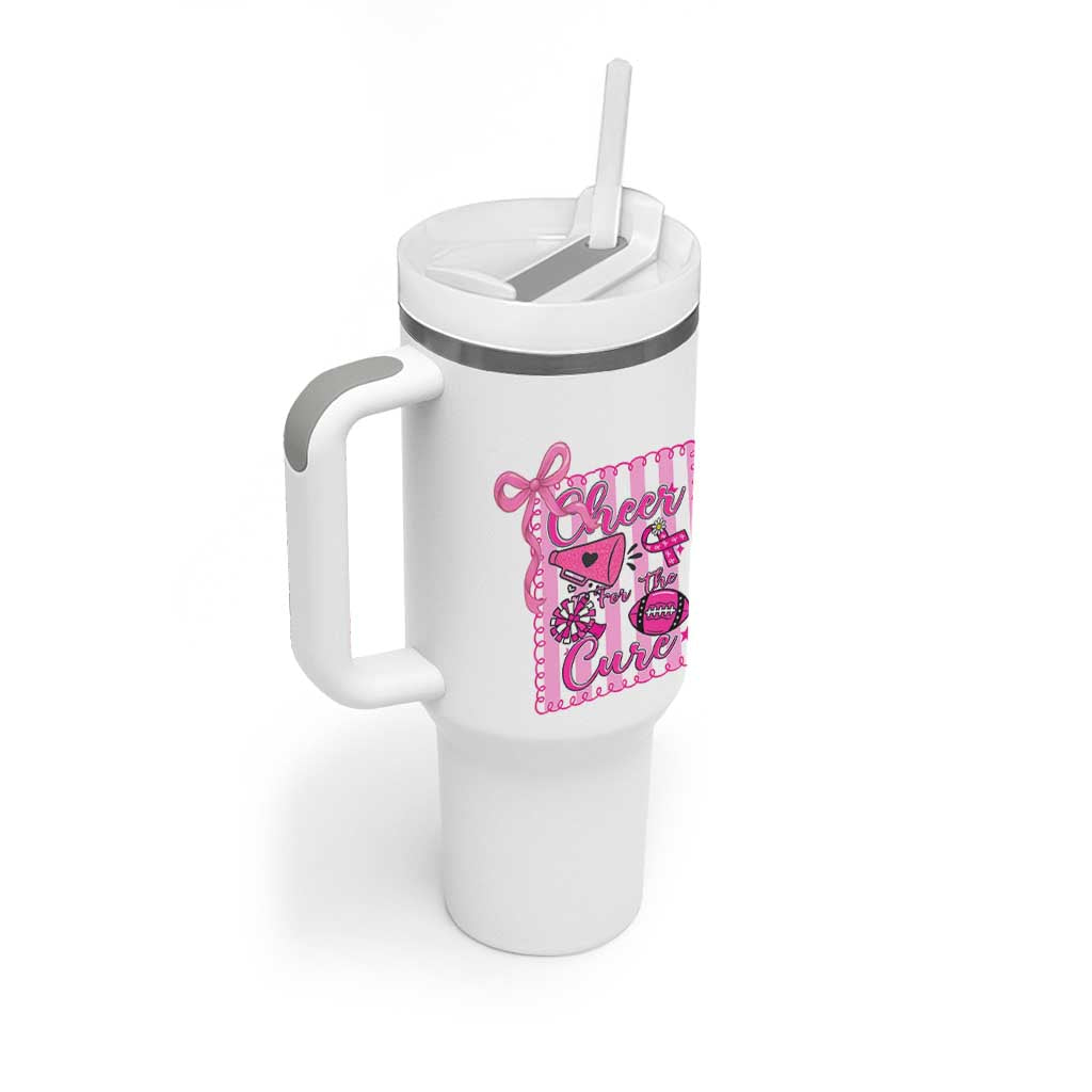 Cheer For The Cure Tumbler With Handle Breast Cancer Awareness Football Gift