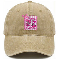 Cheer For The Cure Washed Cotton Baseball Cap Breast Cancer Awareness Football Gift