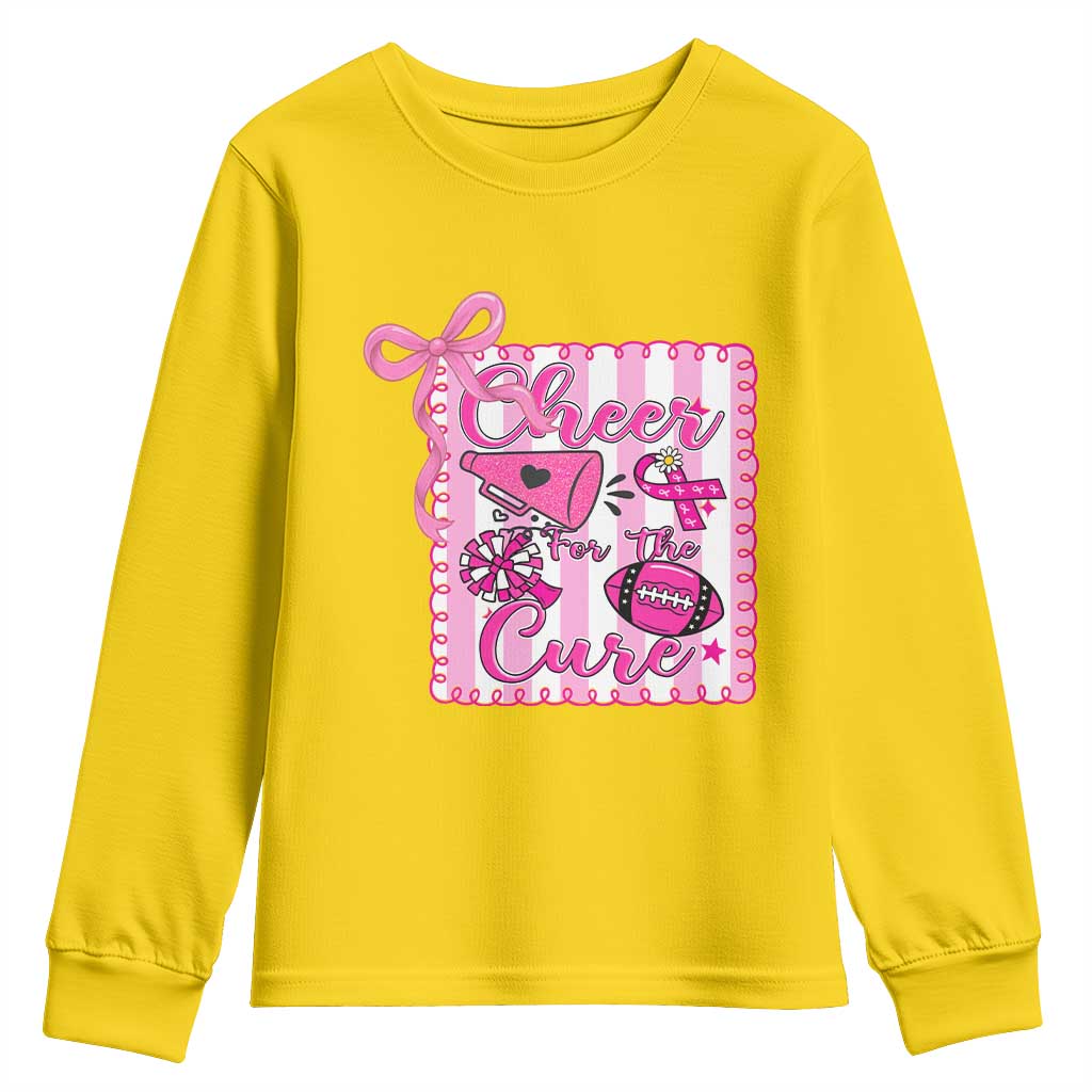 Cheer For The Cure Youth Sweatshirt Breast Cancer Awareness Football Gift - Wonder Print Shop