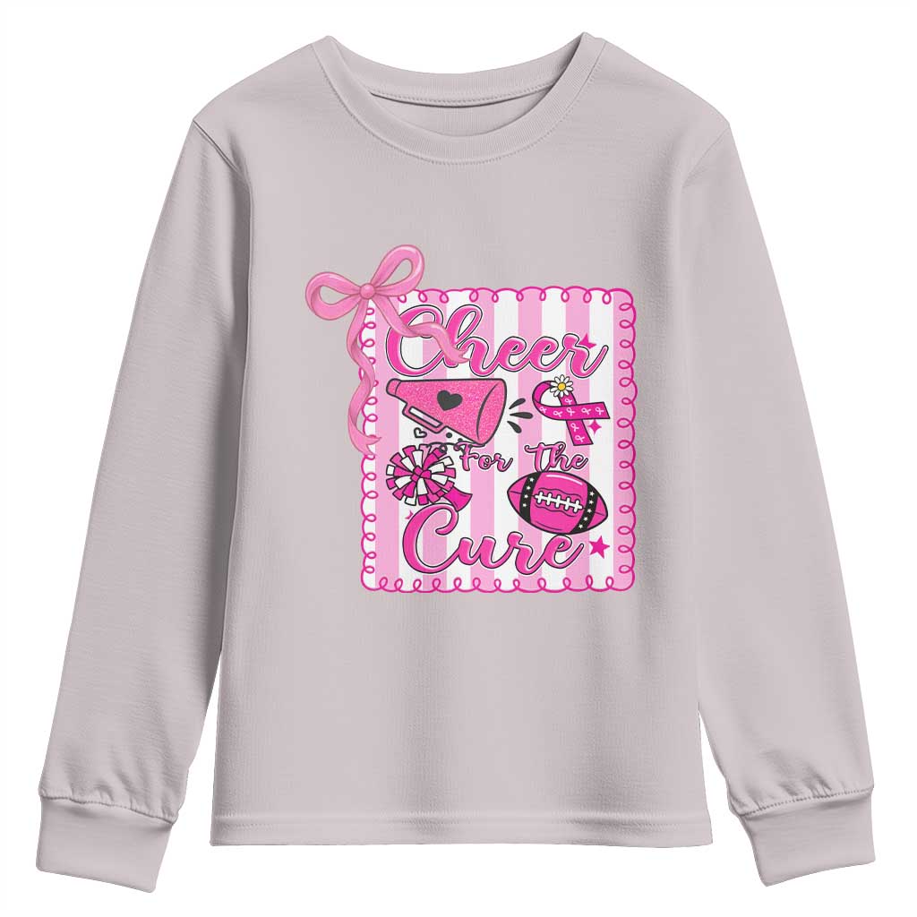 Cheer For The Cure Youth Sweatshirt Breast Cancer Awareness Football Gift - Wonder Print Shop