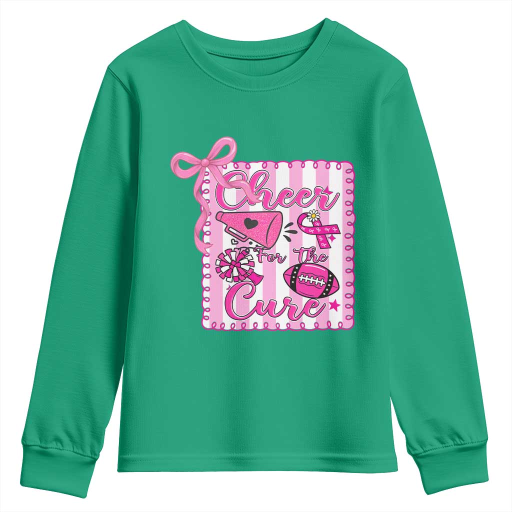 Cheer For The Cure Youth Sweatshirt Breast Cancer Awareness Football Gift - Wonder Print Shop