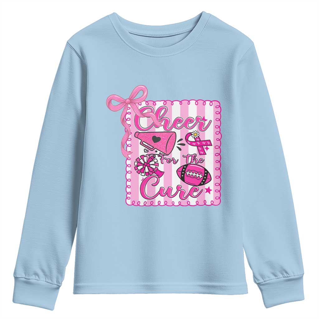 Cheer For The Cure Youth Sweatshirt Breast Cancer Awareness Football Gift - Wonder Print Shop