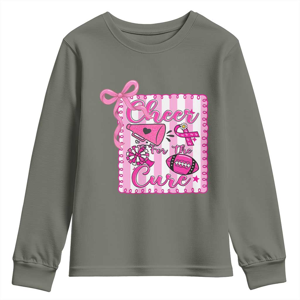 Cheer For The Cure Youth Sweatshirt Breast Cancer Awareness Football Gift - Wonder Print Shop