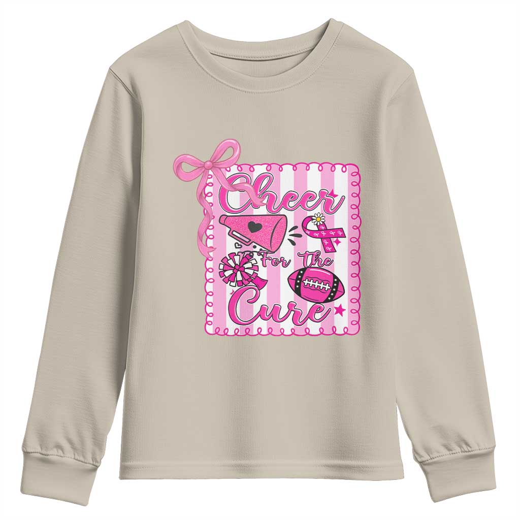 Cheer For The Cure Youth Sweatshirt Breast Cancer Awareness Football Gift - Wonder Print Shop